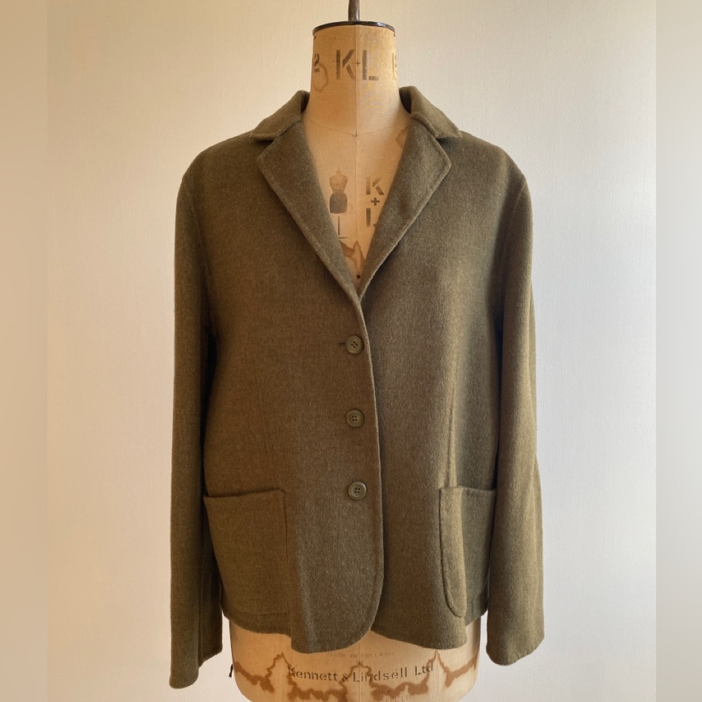 Vintage Pendleton olive green cashmere wool double faced jacket blazer